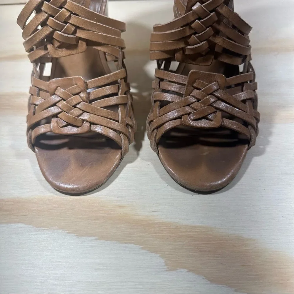 Tory Burch Tevray Braided Leather Wedge Sandals Women’s Size 10